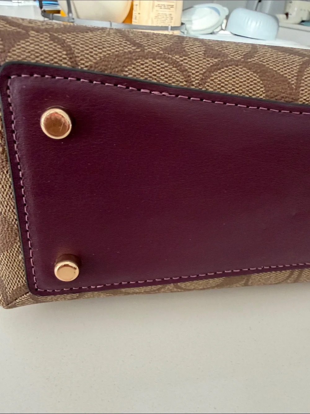 Coach mini Lillie colorblock purple never used